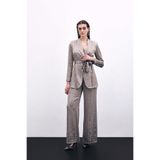 Sateen Bol Paça Pantolon, 36, STN139KPA1715, Vizon, Kadın