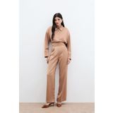 Sateen Cepli Salaş Saten Pantolon - CAMEL