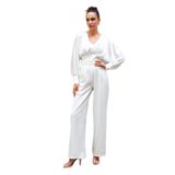 Sateen Cepli Salaş Saten Pantolon - Ekru