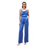 Sateen Cepli Salaş Saten Pantolon İndigo, 42, STN139KPA1153, Lacivert, Kadın