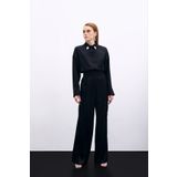 Sateen Cepli Salaş Saten Pantolon - Siyah