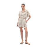 Sateen Çizgili Keten Şort, 40, STN139KSO1866, Camel, Kadın