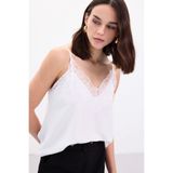 Sateen Dantel Detaylı Askılı Bluz, 40, STN139KBL2113, Ekru, Kadın