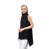 Sateen Dantel Detaylı Degaje Yaka Bluz, 36, STN139KBL2115, Siyah, Kadın