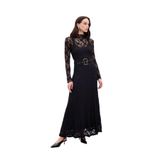 Sateen Dantelli Uzun Etek, 40, STN139KET2106, Siyah, Kadın