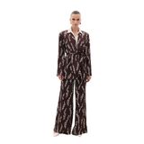 Sateen Desenli Bol Paça Pantolon, 36, STN139KPA1902, Kahve, Kadın