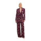 Sateen Desenli Bol Paça Pantolon, 38, STN139KPA1902, Bordo, Kadın