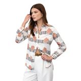 Sateen Desenli Klasik Gömlek, 42, STN139KGO2100, Mocha, Kadın