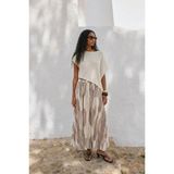 Sateen Desenli Kloş Etek - Kahve - 38