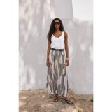 Sateen Desenli Kloş Etek - Siyah - 36