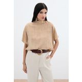 Sateen Desenli Salaş Bluz - Camel
