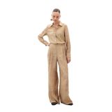 Sateen Desenli Salaş Pantolon, 38, STN139KPA1829, Camel, Kadın