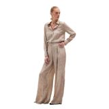 Sateen Desenli Salaş Pantolon, 40, STN139KPA1829, Bej, Kadın