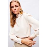 Sateen Drape Detaylı Bluz - Bej