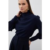 Sateen Drape Detaylı Bluz - LACİVERT