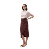 Sateen Düğme Detaylı Kalem Etek, 38, STN139KET1925, Kahverengi, Kadın