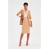 Sateen Düz Kalem Etek - Açık Camel - 40