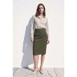 Sateen Düz Kalem Etek - Haki