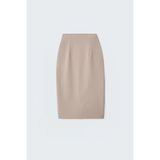 Sateen Düz Kalem Etek - Koyu Bej - 38