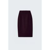 Sateen Düz Kalem Etek - Mürdüm - 38