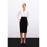 Sateen Düz Kalem Etek - Siyah - 38