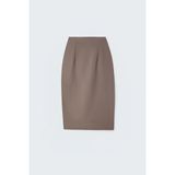 Sateen Düz Kalem Etek - Vizon - 36