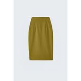 Sateen Düz Kalem Etek - Yağ Yeşili - 40
