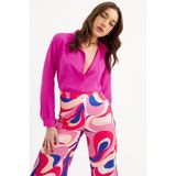 Sateen Düz Klasik Gömlek - Fuşya - 36