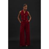 Sateen Eva Krep Pantolon, 42, STN139KPA2102, Bordo, Kadın