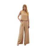 Sateen Geniş Paça Pantolon, 36, STN139KPA1873, Camel, Kadın