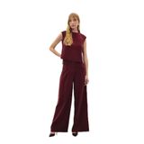 Sateen Geniş Paça Pantolon, 38, STN139KPA1873, Bordo, Kadın