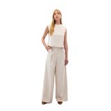 Sateen Geniş Paça Pantolon, 40, STN139KPA1873, Taş, Kadın