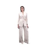 Sateen Jakarlı Bol Paça Pantolon, 38, STN139KPA1706, Bej, Kadın