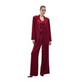 Sateen Jakarlı Bol Pantolon, 40, STN139KPA1897, Bordo, Kadın
