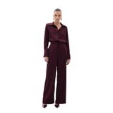 Sateen Jakarlı Pantolon, 36, STN139KPA1903, Bordo, Kadın