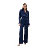 Sateen Jakarlı Pantolon, 38, STN139KPA1903, Lacivert, Kadın