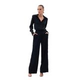 Sateen Jakarlı Pantolon, 40, STN139KPA1903, Siyah, Kadın