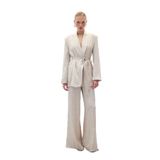 Sateen Jakarlı Saten Pantolon, 36, STN139KPA1784, Bej, Kadın