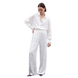 Sateen Jakarlı Saten Pantolon, 38, STN139KPA1784, Ekru, Kadın