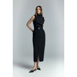 Sateen Jessi Yırtmaçlı Etek - Siyah - 42