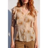 Sateen Kadın Fırfır Detaylı Gömlek 2161-2195 - 42 - Kahve