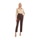 Sateen Kemerli Pantolon, 36, STN139KPA1860, Kahve, Kadın