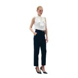 Sateen Kemerli Pantolon, 40, STN139KPA1860, Lacivert, Kadın