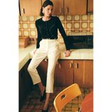 Sateen Kemerli Pantolon, 42, STN139KPA1860, Ekru, Kadın