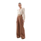 Sateen Kemerli Salaş Pantolon, 40, STN139KPA1890, Camel, Kadın