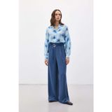 Sateen Kemerli Salaş Pantolon - İndigo
