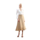 Sateen Kemerli Saten Etek, 42, STN139KET1941, Camel, Kadın