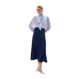 Sateen Kemerli Saten Etek, 42, STN139KET1941, Lacivert, Kadın