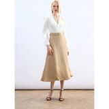 Sateen Kemerli Saten Etek - Camel - 38