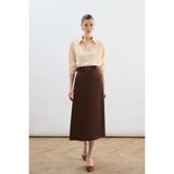Sateen Kemerli Saten Etek - Kahve - 38